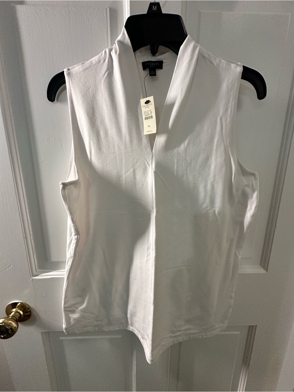 Talbots White V-Neck Sleeveless Shell Top